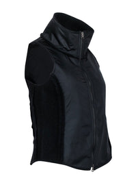 Current Boutique-Eileen Fisher - Black Wool & Nylon Vest w/ Stand Collar Sz XXS