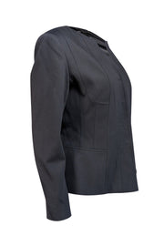 Elie Tahari - Black Collarless Snap Button Blazer Sz 10 - Current Boutique