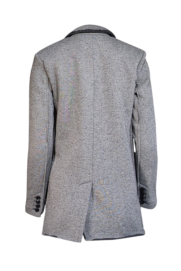 Elie Tahari - Grey Wool Blend Raw Edge Trim Blazer Sz 2 - Current Boutique