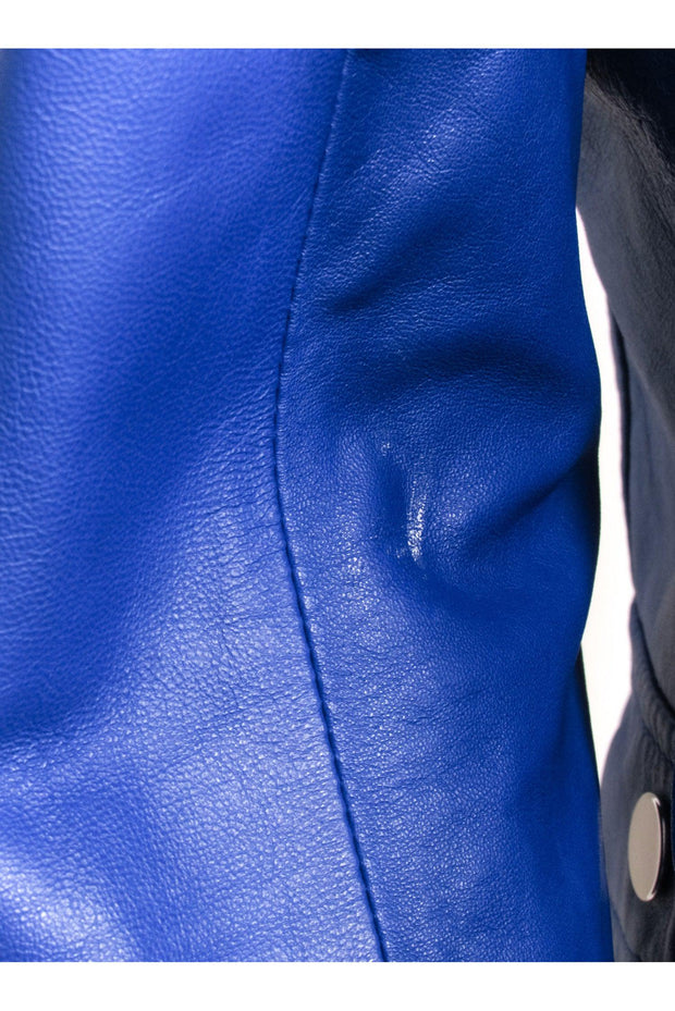 Current Boutique-Elie Tahari - Cobalt Blue Leather Moto Jacket Sz M