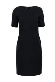 Current Boutique-Elie Tahari - Black Short Sleeve Midi Length Sheath Dress Sz 6