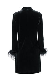 Current Boutique-Eliza J - Black Velvet Dress w/ Feather Trim Sz 10