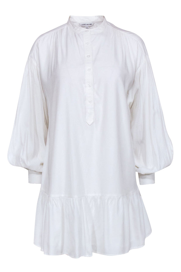 Current Boutique-Elizabeth & James - White Quarter Button Down Shirt Dress Sz XS