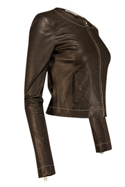 Current Boutique-Elizabeth & James - Black Lamb Leather Jacket w/ White Stitching Sz 4