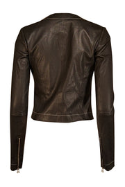 Current Boutique-Elizabeth & James - Black Lamb Leather Jacket w/ White Stitching Sz 4