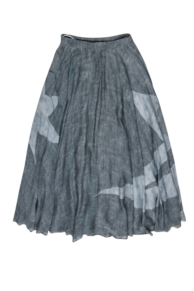 Current Boutique-Elle Sasson - Blue Printed Silk Maxi Skirt Sz 4