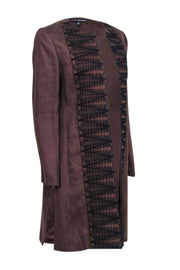 Current Boutique-Ellen Tracy - Chocolate Brown Embroidered Open Jacket Sz 6