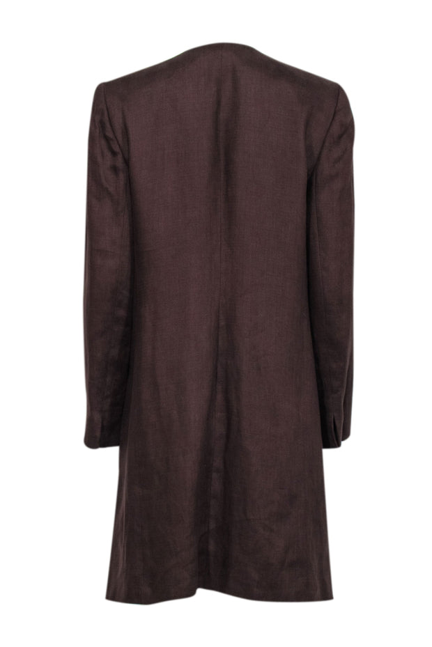 Current Boutique-Ellen Tracy - Chocolate Brown Embroidered Open Jacket Sz 6