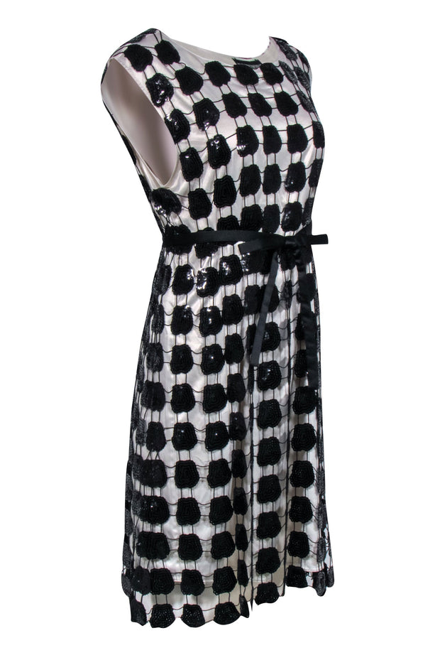 Current Boutique-Emporio Armani - Black Sequin Crochet Dress w/ Beige Slip Sz S