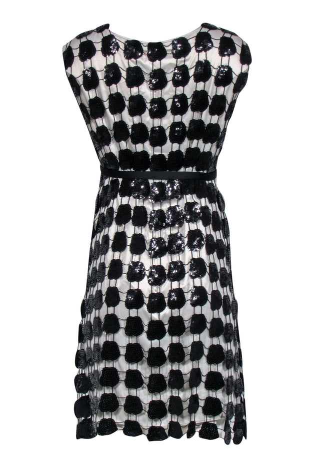 Current Boutique-Emporio Armani - Black Sequin Crochet Dress w/ Beige Slip Sz S