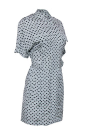Current Boutique-Equipment - Mint & Black Printed Mini Short Sleeve Shirt Dress Sz 0