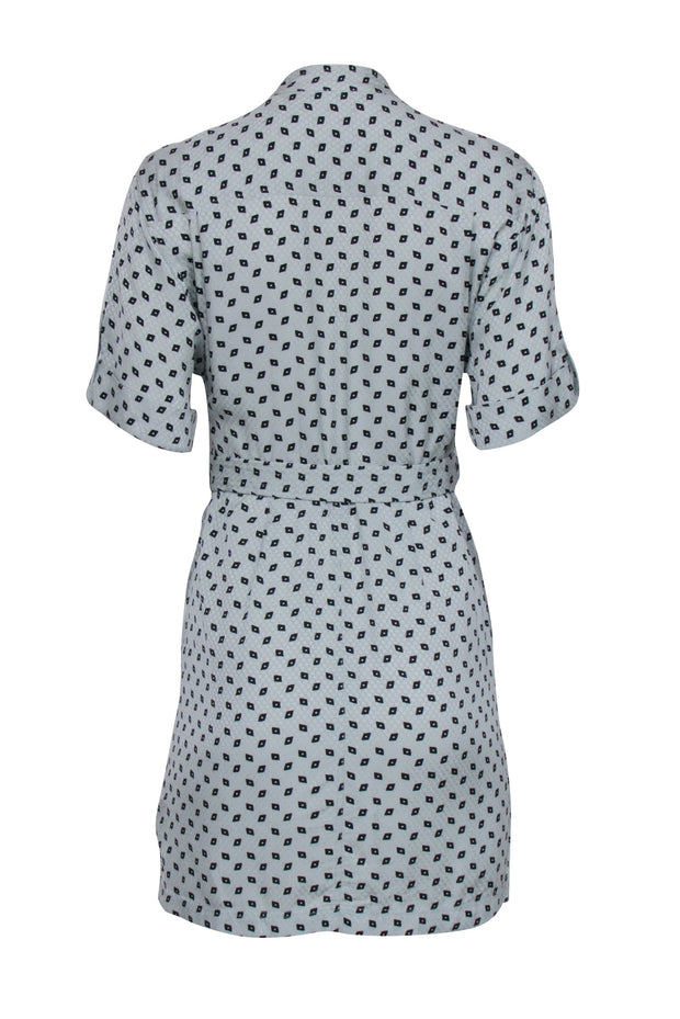 Current Boutique-Equipment - Mint & Black Printed Mini Short Sleeve Shirt Dress Sz 0