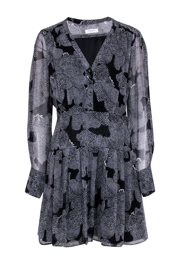 Current Boutique-Equipment - Black & White Long Sleeve Abstract Print Dress Sz 6