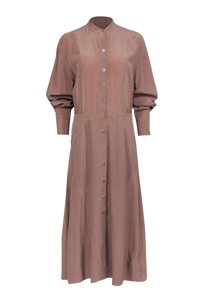 Current Boutique-Equipment - Dark Beige Silk Shirtdress Sz 6
