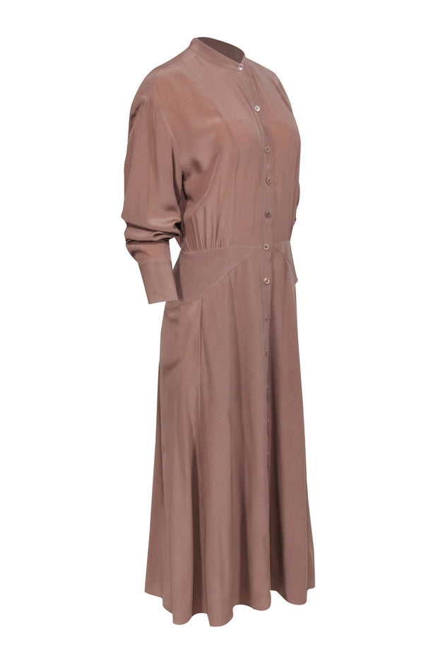 Current Boutique-Equipment - Dark Beige Silk Shirtdress Sz 6