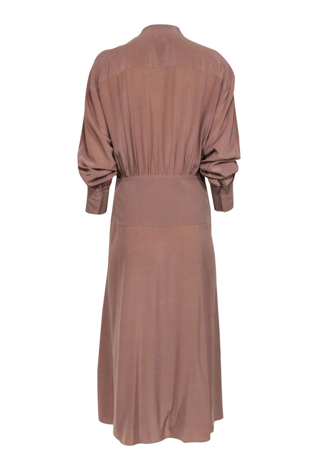 Current Boutique-Equipment - Dark Beige Silk Shirtdress Sz 6