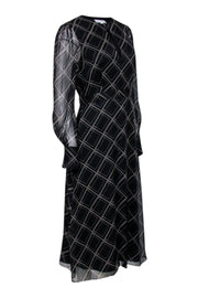 Current Boutique-Equipment - Black & Beige Abstract Print Long Sleeve Midi Dress Sz 6