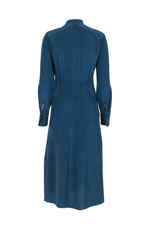 Current Boutique-Equipment - Teal Blue Silk Midi Shirtdress Sz 6