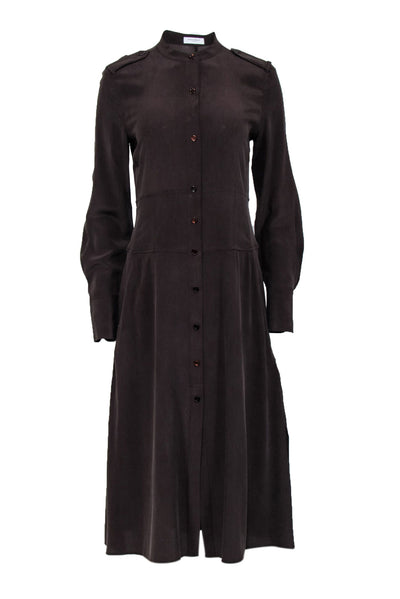 Current Boutique-Equipment - Brown Silk Midi Shirtdress Sz 6