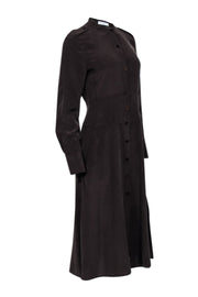 Current Boutique-Equipment - Brown Silk Midi Shirtdress Sz 6
