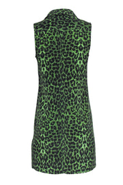 Current Boutique-Equipment - Green & Black Leopard Print Silk Sleeveless Button-Up Dress Sz XS