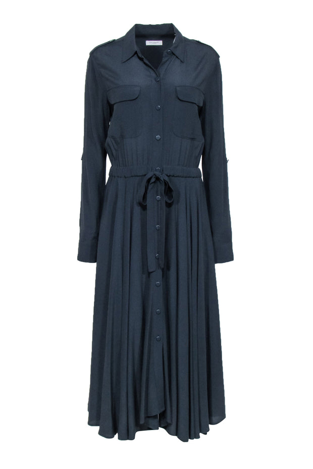 Current Boutique-Equipment - Navy Maxi Shirtdress w/ Tie Waist Sz 6