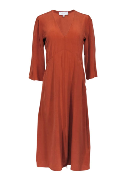 Current Boutique-Equipment - Orange Silk Maxi Dress Sz S