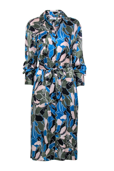 Current Boutique-Equipment - Green, Blue, & Blush Print Shirt Dress Sz S