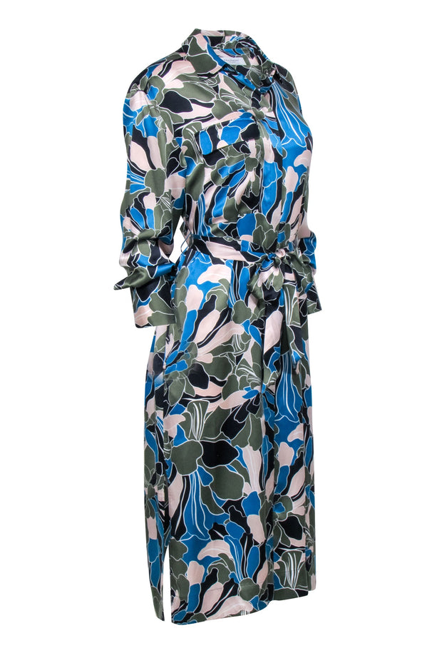 Current Boutique-Equipment - Green, Blue, & Blush Print Shirt Dress Sz S