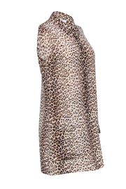 Current Boutique-Equipment - Tan, Beige, & Black Leopard Print Silk Sleeveless Dress Sz S
