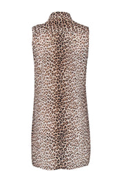 Current Boutique-Equipment - Tan, Beige, & Black Leopard Print Silk Sleeveless Dress Sz S