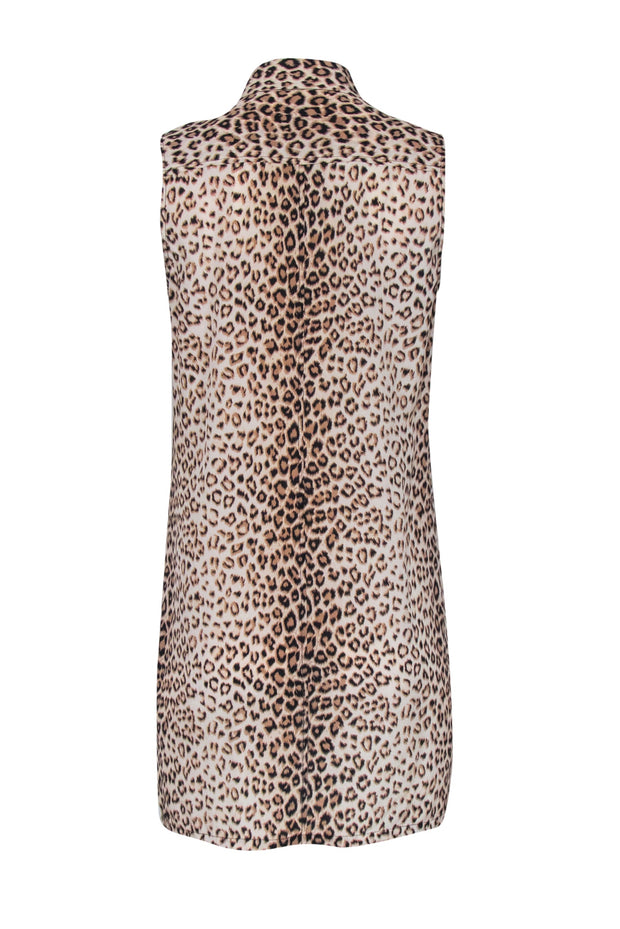 Current Boutique-Equipment - Tan, Beige, & Black Leopard Print Silk Sleeveless Dress Sz S