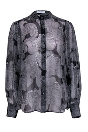 Current Boutique-Equipment - Black & White Abstract Print Sheer "Chayce" Blouse Sz S
