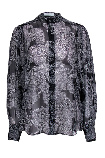 Current Boutique-Equipment - Black & White Abstract Print Sheer "Chayce" Blouse Sz S