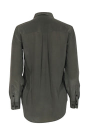 Current Boutique-Equipment - Sage Green Silk Button Up Blouse Sz XS