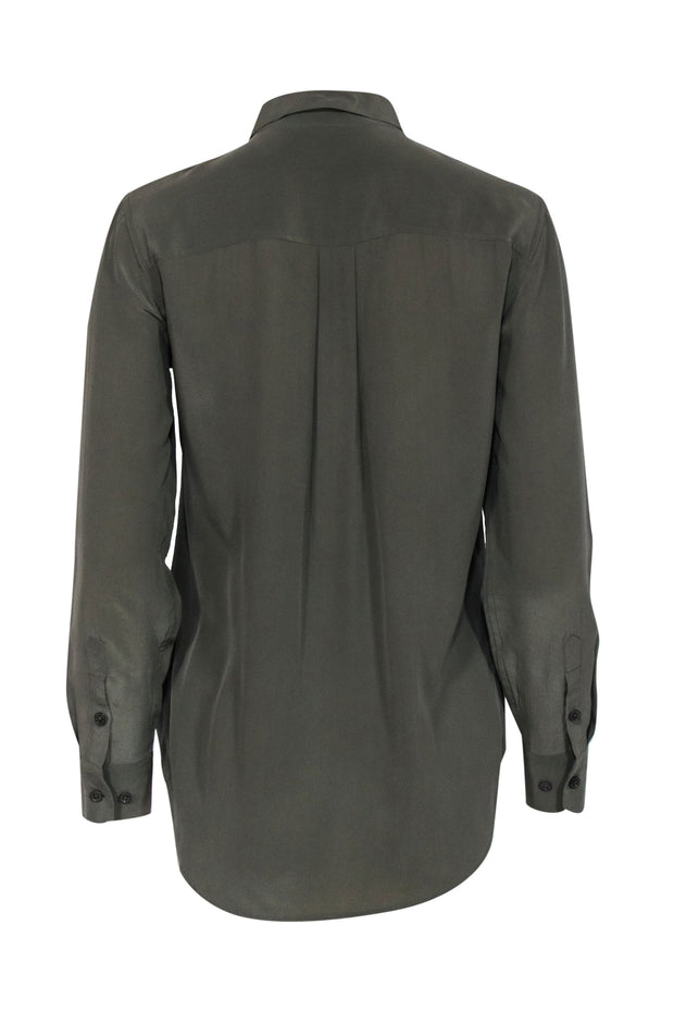 Current Boutique-Equipment - Sage Green Silk Button Up Blouse Sz XS