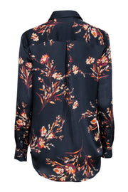 Current Boutique-Equipment - Navy w/ Orange Floral Print Blouse Sz S