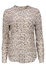 Current Boutique-Equipment - Beige & Cream Leopard Print Long Sleeve Top Sz S