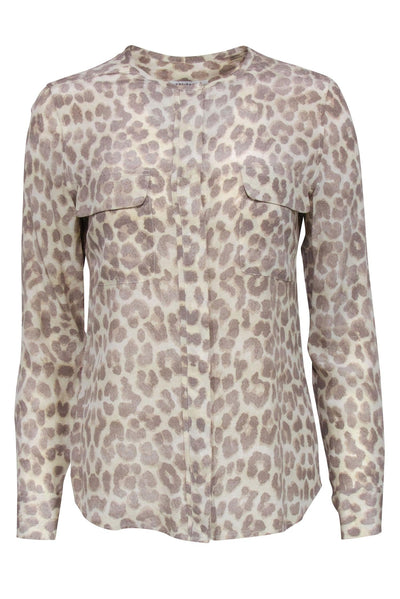 Current Boutique-Equipment - Beige & Cream Leopard Print Long Sleeve Top Sz S