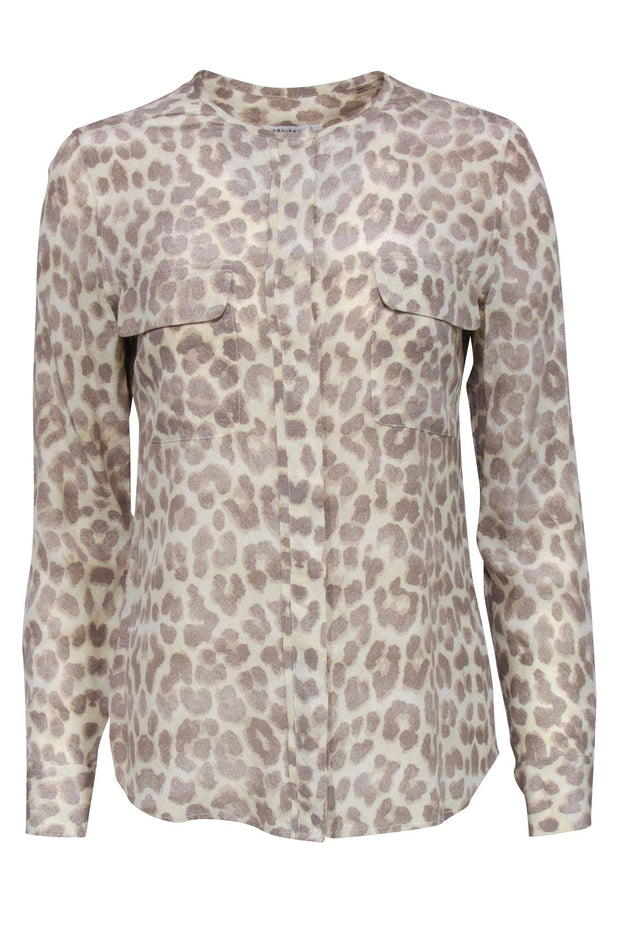 Current Boutique-Equipment - Beige & Cream Leopard Print Long Sleeve Top Sz S