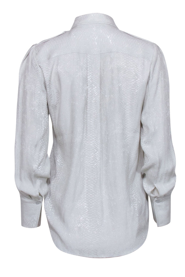 Current Boutique-Equipment - Mint Green Snake Skin Jacquard Blouse Sz S