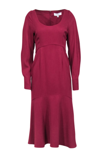 Current Boutique-Equipment - Burgundy Flared Long Sleeve Midi Dress Sz 6