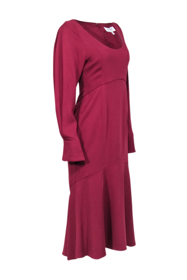 Current Boutique-Equipment - Burgundy Flared Long Sleeve Midi Dress Sz 6