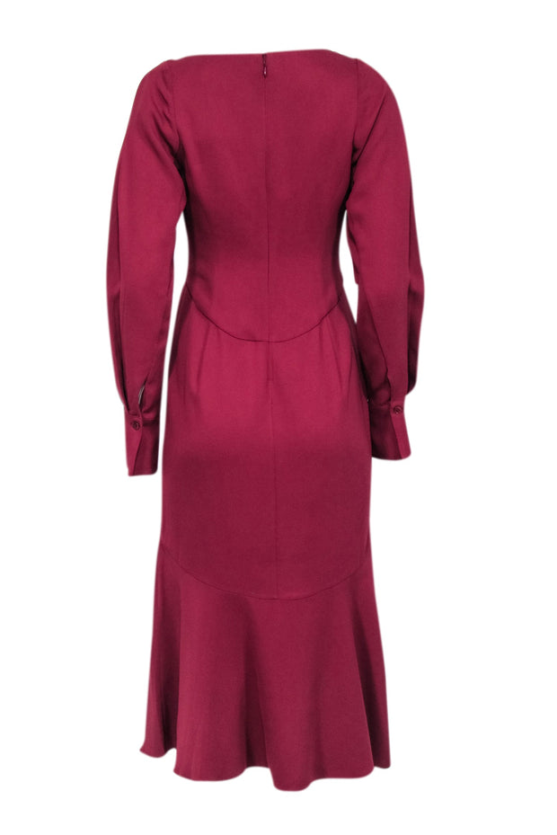 Current Boutique-Equipment - Burgundy Flared Long Sleeve Midi Dress Sz 6