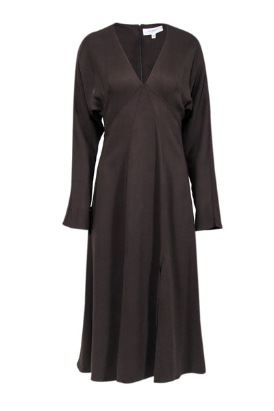 Current Boutique-Equipment - Brown Front Slit A-Line Midi Dress Sz 6