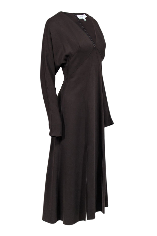 Current Boutique-Equipment - Brown Front Slit A-Line Midi Dress Sz 6
