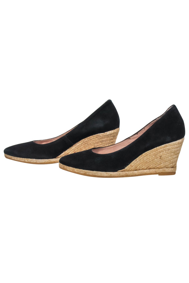 Current Boutique-Eric Michael - Black Suede Espadrille Wedges Sz 7