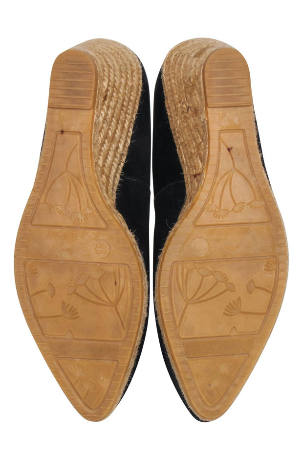 Current Boutique-Eric Michael - Black Suede Espadrille Wedges Sz 7