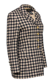 Current Boutique-Escada - Black & Beige Buffalo Check Wool Blend Blazer Sz 6