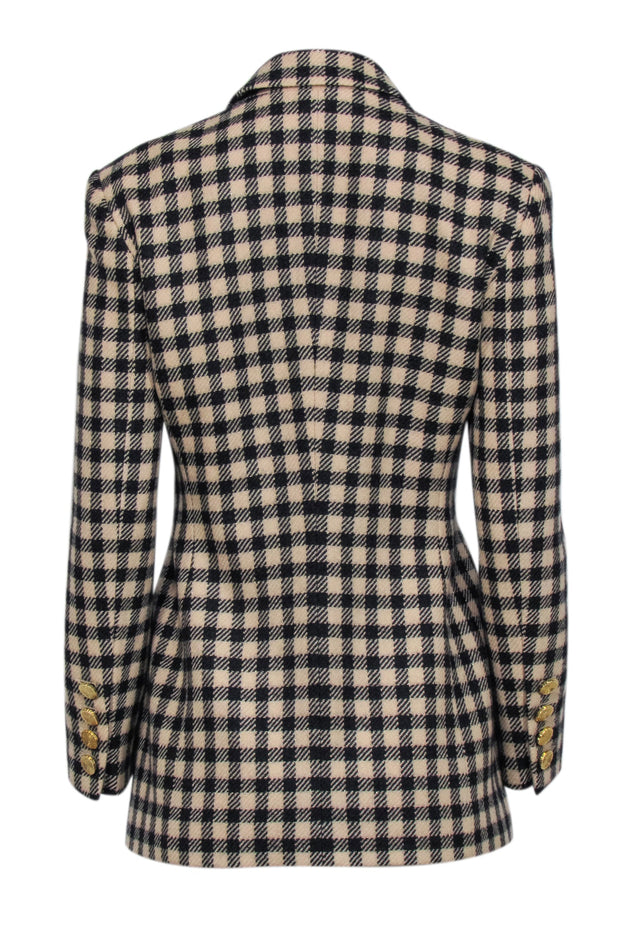 Current Boutique-Escada - Black & Beige Buffalo Check Wool Blend Blazer Sz 6